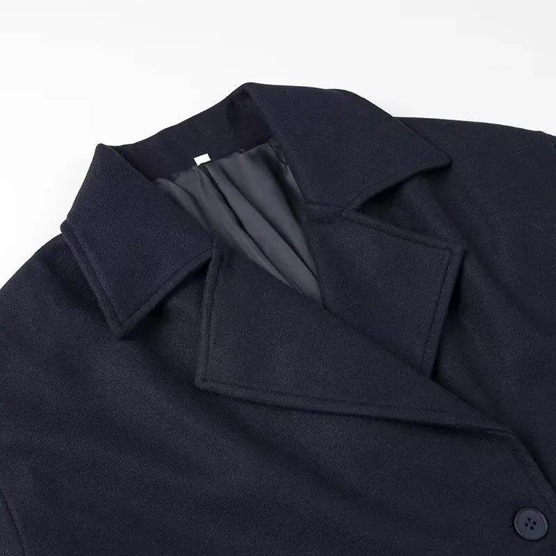 Autunno Inverno Donna Blazer Cappotti di lana Casual Doppio petto Colletto rovesciato Giacche corte femminili Lady Cappotto allentato Streetwe