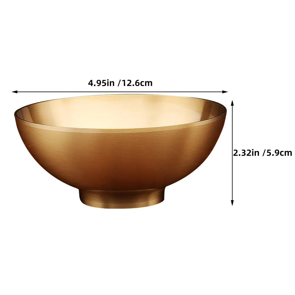 Brass Tibetan Buddhist Water Offering Bowl Glossy Metal Fortune Bowl Wedding Decorative Treasure Basin Happiness Symbol Table