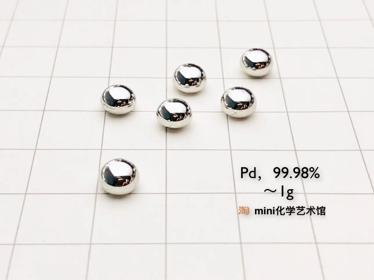 [1g version single-sided convex] Mirror effect palladium gold,  metallic palladium