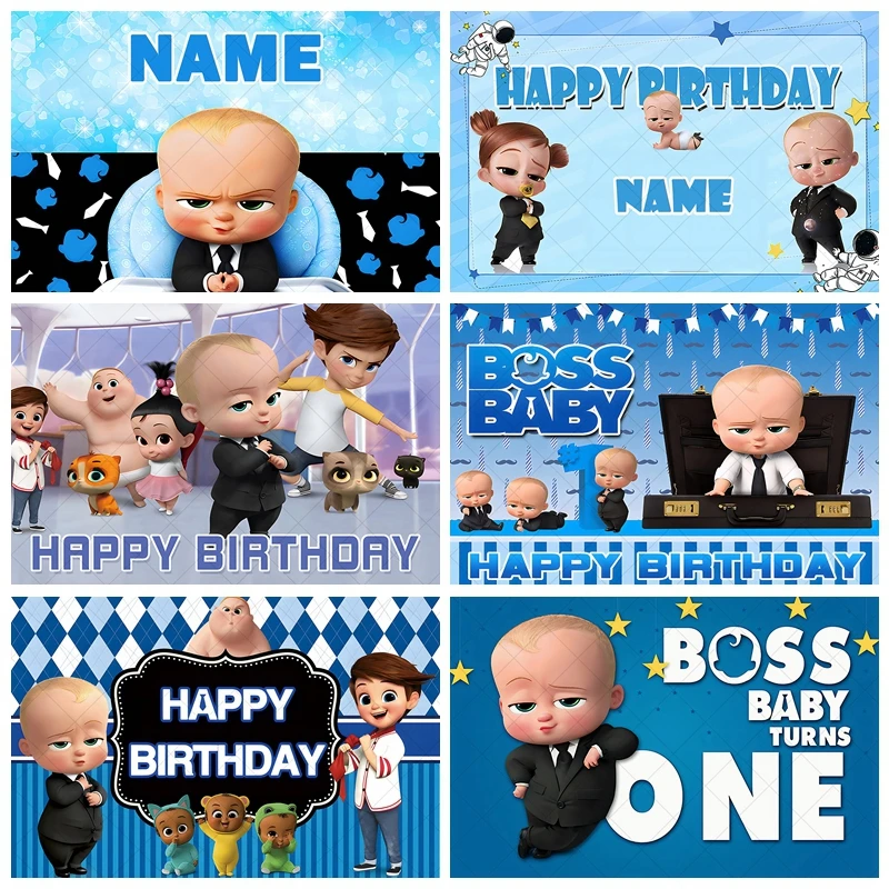 The Boss Baby Newborn 1st Birthday Backdrop Party Decor Photography Background Kids Portrait Photographic Cake Table Decor Props