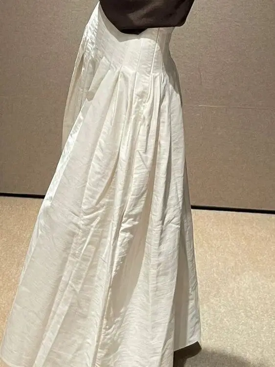 High Waist A-Line Midi Skirt Women's Spring Autumn New Design Gored Skirt Slimming Versatile Half-length Umbrella Skirt