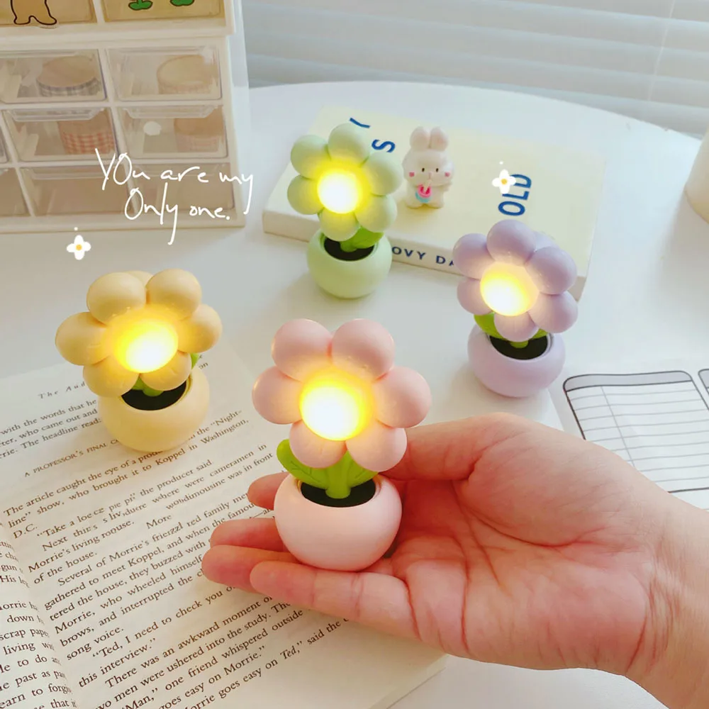 New Creative Flower Night Light Bedroom Decoration Cute Cartoon Night Light Christmas Gifts For Kids Room Bedside Sleeping Lamp