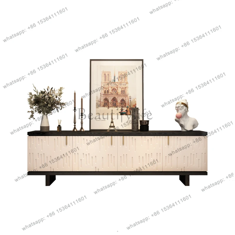 

French solid wood TV cabinet Italian light luxury villa living room antique floor cabinet