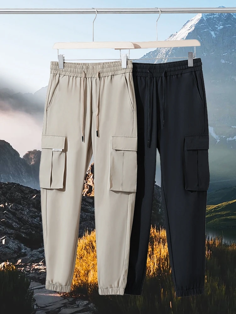 

Outdoor Ice Silk Men's Casual Pants Loose Fit Lightweight Spring Summer Workwear Trousers for Youth Active Lifesle