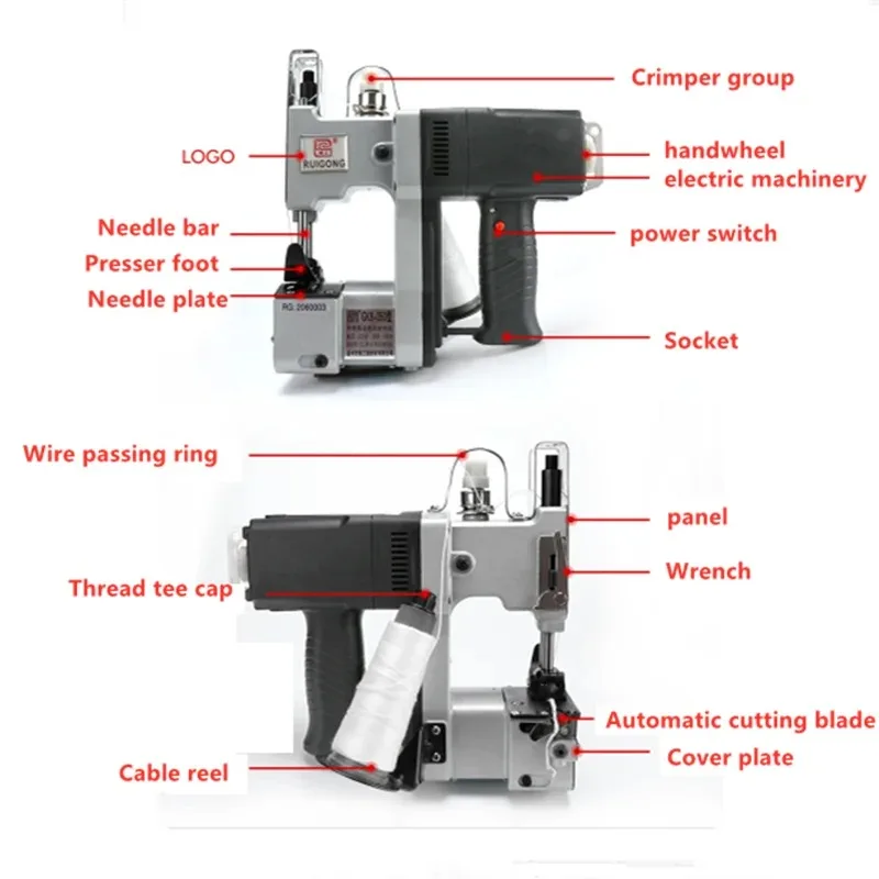 

Швейная машина GK9-350 — ручная электрическая машина для упаковки мешков, подходит для тканых мешков, нетканых материалов, крафт-бумаги.