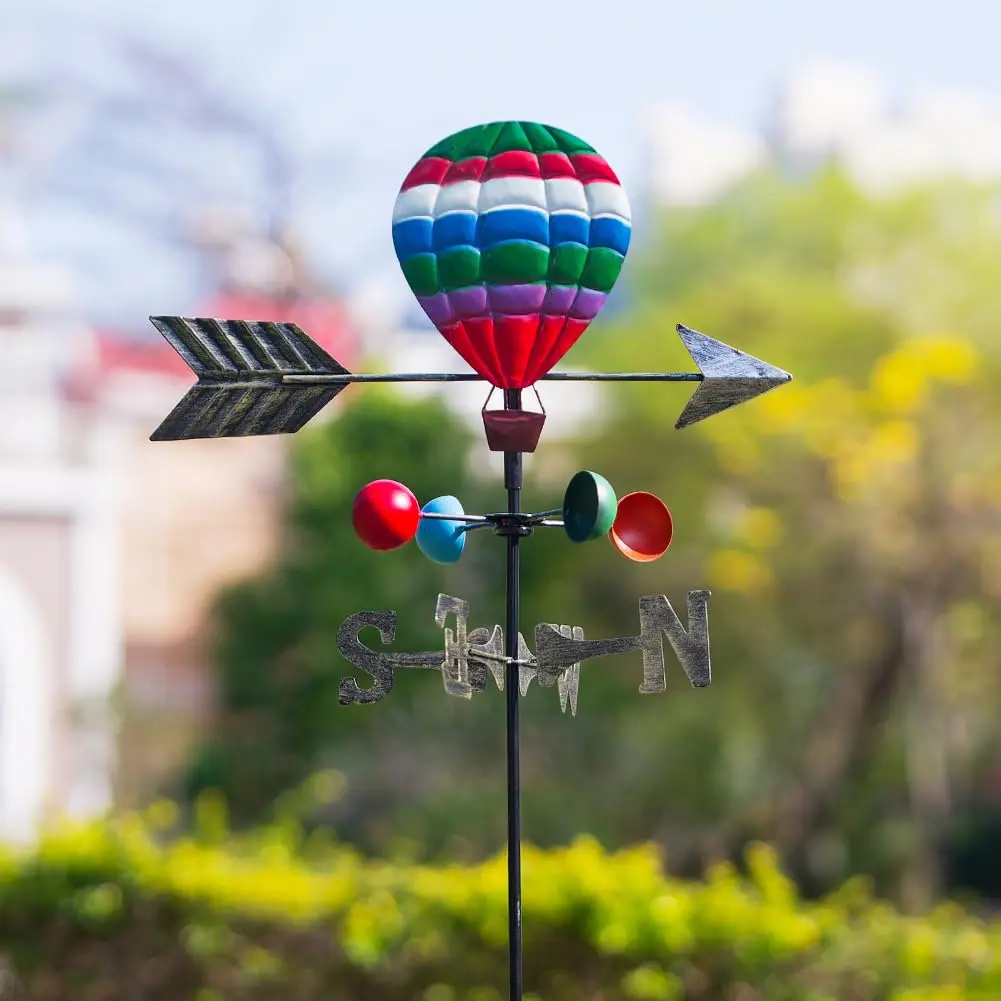 

Weather Vane Hot Air Balloon Weathervane Decorative Wind Spinners Colorful Metal Yard Art Weather Stakes for Yard