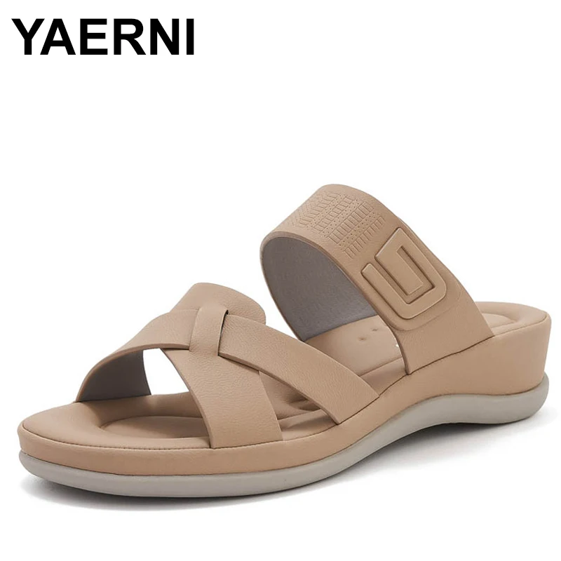 

Женская обувь больших размеров 36–42, летние модные женские шлепанцы на платформе, удобные нескользящие туфли на танкетке