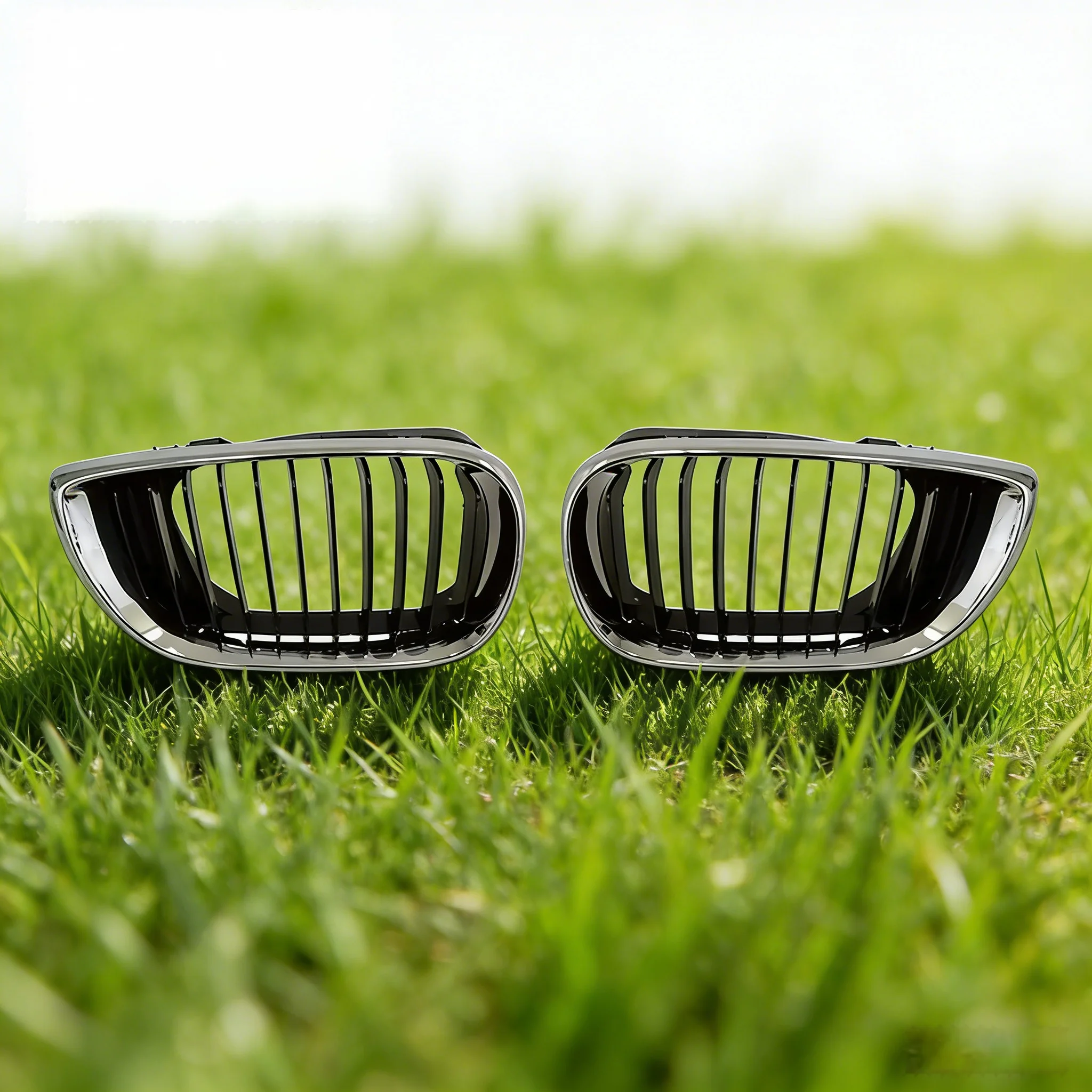 for 2000-2005 E46 BMW 320i 325i 325xi 330i 330xi 4 Door Half Chrome and Black Kidney Front Hood Grille 51137030545 51137030546