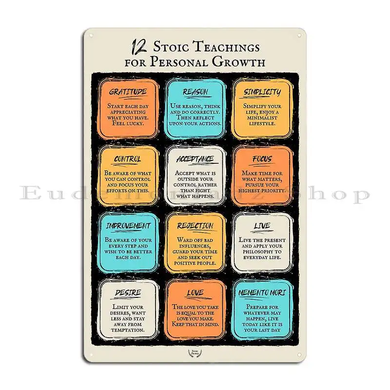 Stoicism Meaning In 12 Stoic Teachings For Personal Growth The Obstacle is the way Visual Summary Metal Printing Tin Sign Poster