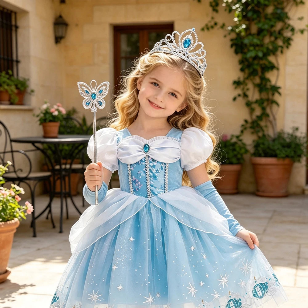 Kostüm Mädchen Blaues Prinzessinnen-Geburtstagskleid für Mädchen Festliche Kleider Kinder Halloween-Kostüme 2 3 4 5 6 7 8 9 10 Jahre – Detail 14