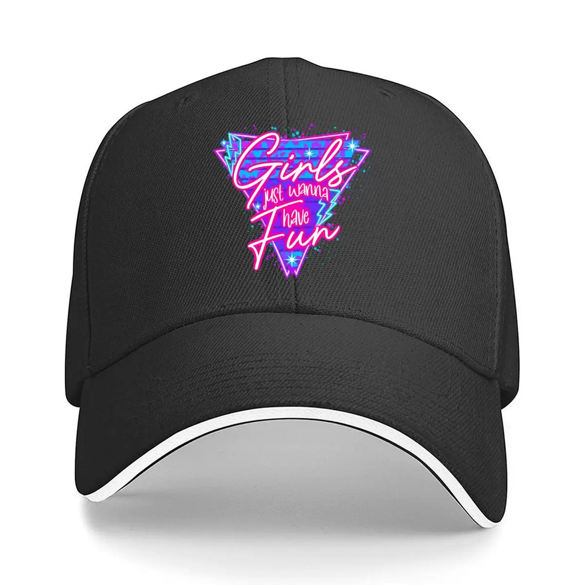 Girls Just Wanna Have Fun Eighties Neon Graphic Hip Hop hat Fashion Outdoor Sports Sandwich Baseball Cap
