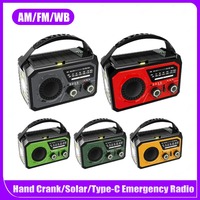 Newest Emergency Weather Radio Bluetooth 5.3 Speaker Hand Crank/Solar/Type-C AM/FM/WB NOAA LED Flashlight 16000mAh Reading Lamp