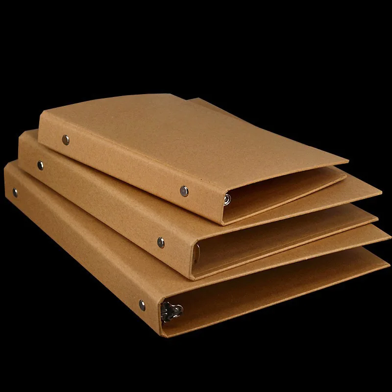 

B-SHAMO A4 Kraft Paper Hardcover 4-Hole Round Ring Binder Protector Loose Leaf Binder Folder File Cover Organizer Planner Office