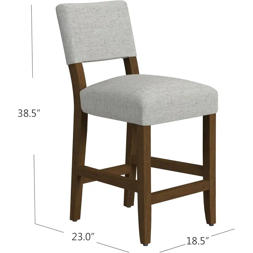 Open Back Counter Stool Dining Room Kitchen Chair Fabric Upholstered Stool Comfortable Seating Durable Wood Frame Easy