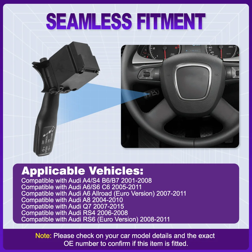 Turn Signal Cruise Control Combination Column Switch Stalk for Audi A4/S4 B6/B7 A6/S6 C6 A8 Q7 RS4 4E0953521B