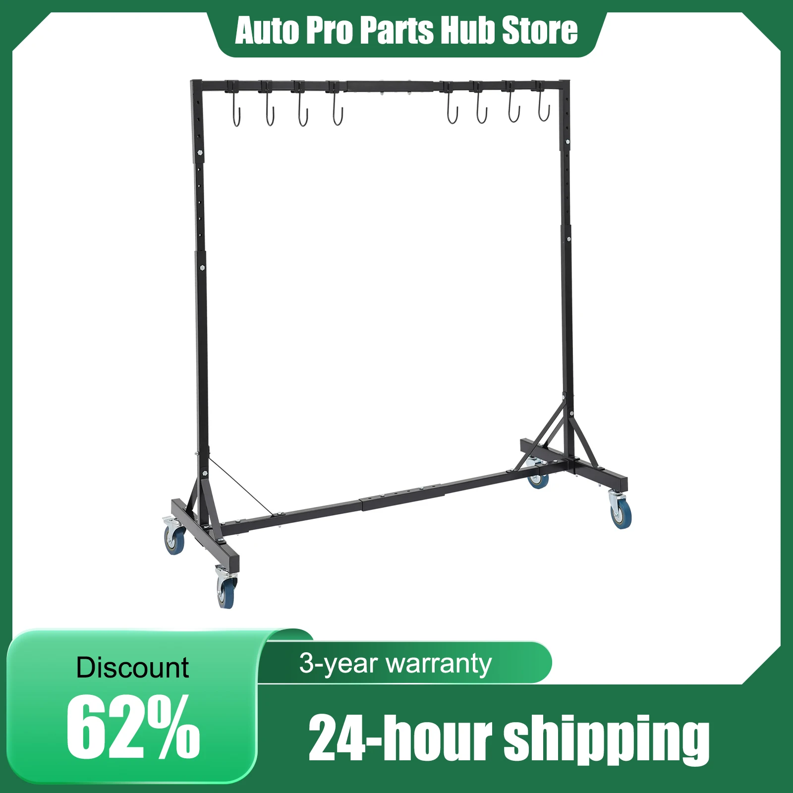 

Painting Hanger Rack, Adjustable Automotive Painting Stand, Adjustable Height 5-7ft, Spray Paint Drying Rack, 8 Hooks 4 Casters