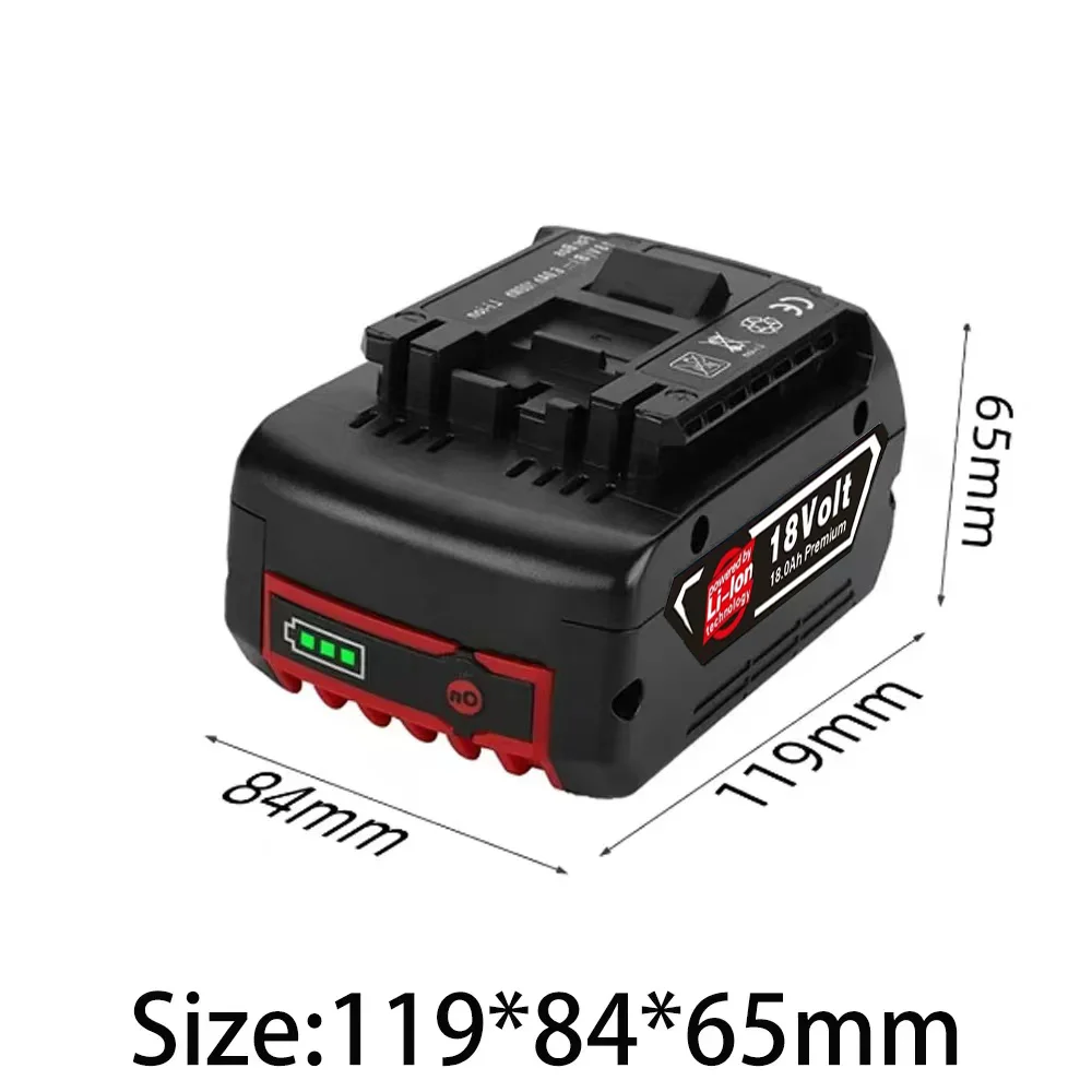 NEW 18V Battery 18.0Ah for Bosch Electric Drill 18V Rechargeable Li-ion Battery BAT609, BAT609G, BAT618, BAT618G, BAT614+Charger