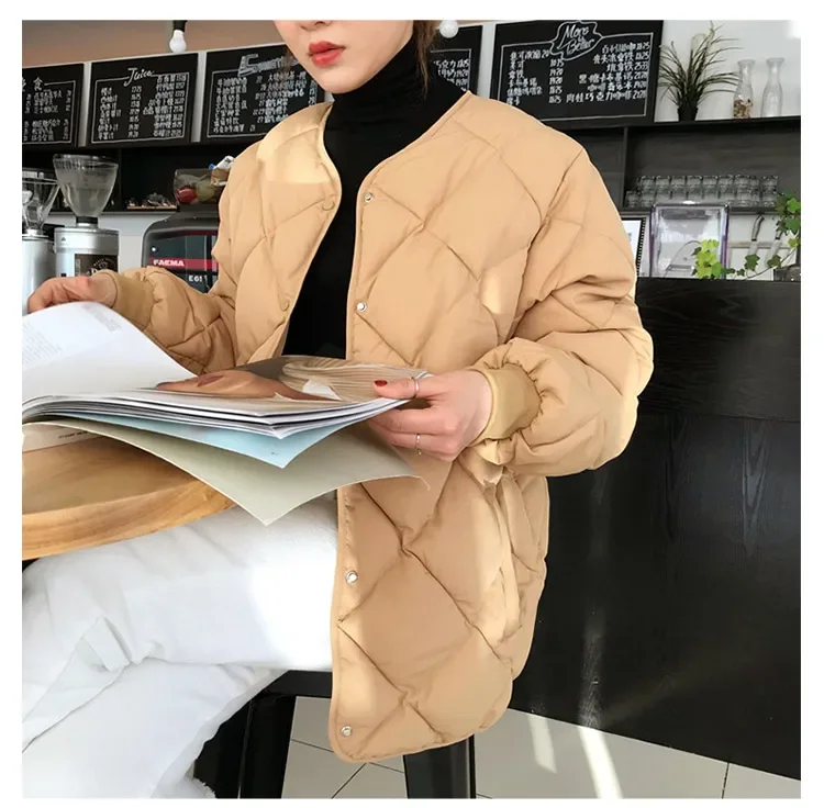 Winter Outwear Casual Jackets Solid Tops All-Match Simple Fresh Stylish Warm Women Coat Loose Thicken Khaki  Puffer Jacket Coats