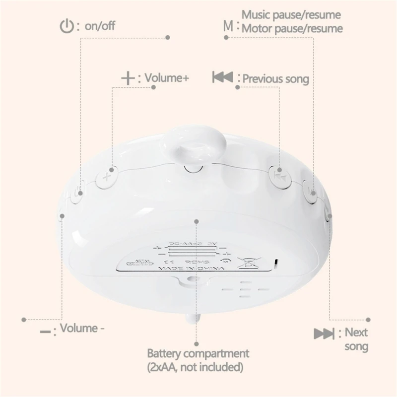 Juego campanas y soporte para cama móvil para cuna bebé, iluminación sensorial, caja música móvil, soporte para juguete