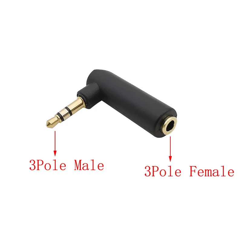 3.5mm Jack Right Angle 3 Pole to 3.5mm 3 Pole Male Plug Stereo Audio Headphone Connector L-Shape TRS 3.5 PLUG to JACK Adapter