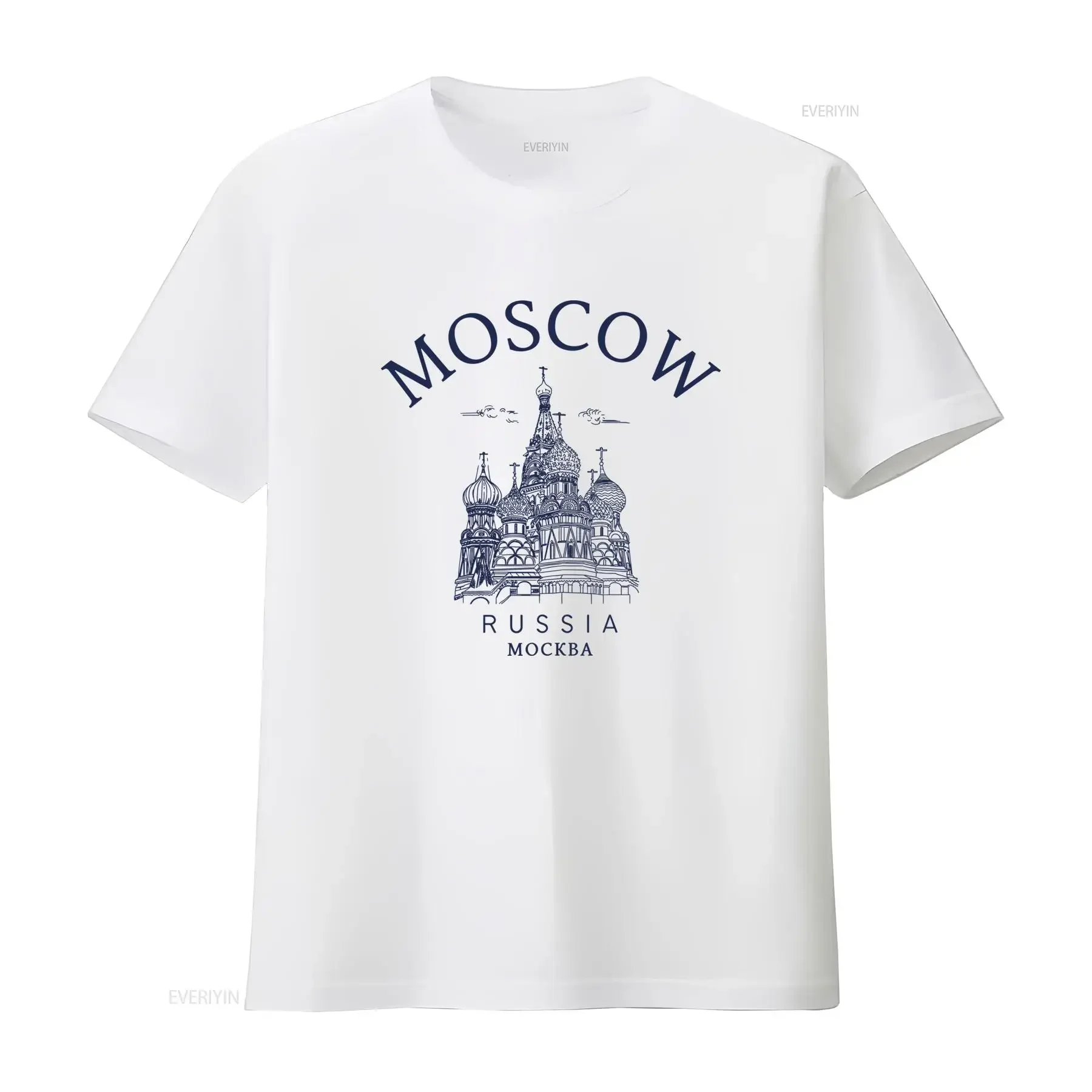 Retro Moscow Russia St Basil Cathedral Print Casual T Shirt vintage Washed Versatile Stretched Slightly Unisex designer clothes