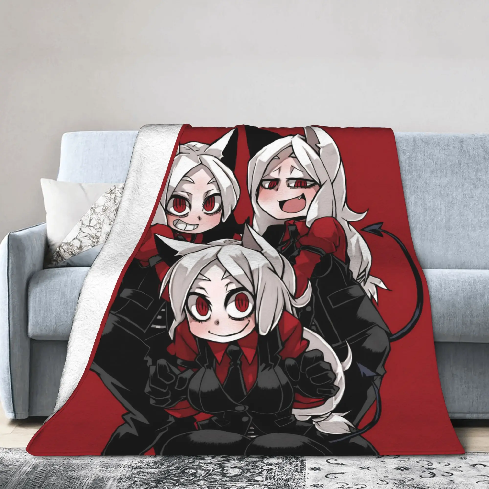 Helltakers Lucifers Cerberus Game Awesome Blanket Flannel Anime Warm Throw Blanket for Home Couch Outdoor Multifunction