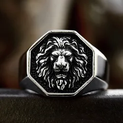 Beier 2023 New Fashion 316L Stainless Steel Lion Head Ring High Polished Men's Ring Leo Ring Cool Vintage Animal Jewelry