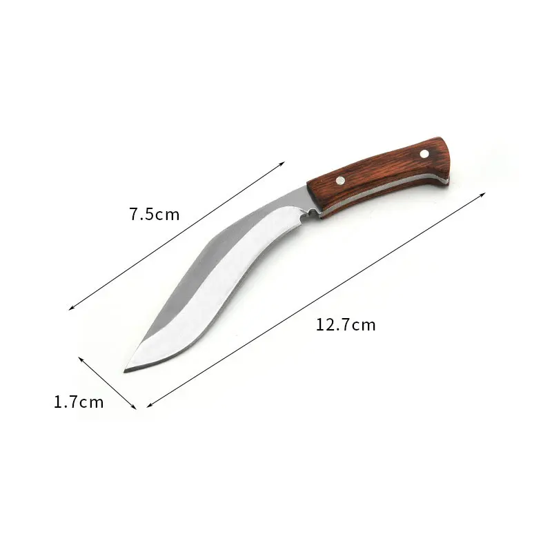 1PCS Outdoor Stainless Steel Mini Curved Blade Knife Self-defense Straight Knife Field Survival Knife Small Nepal Knife