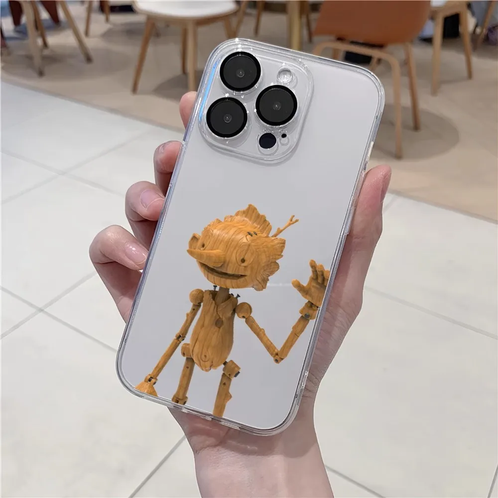 MOVE Guillermo del Toro's P-Pinocchio  Phone Case For iPhone 11 12 Mini 13 14 15 Pro XS Max X 8 Plus SE XR Transparent Shell