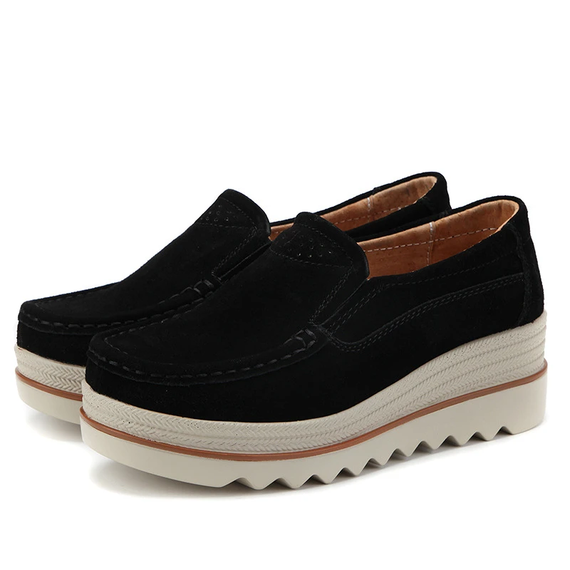Women's Platform Shoes Fashion Suede Casual Shoes Designer Loafers Women Rocking Shoes Casual Mother Footwear Single Wedge Shoe