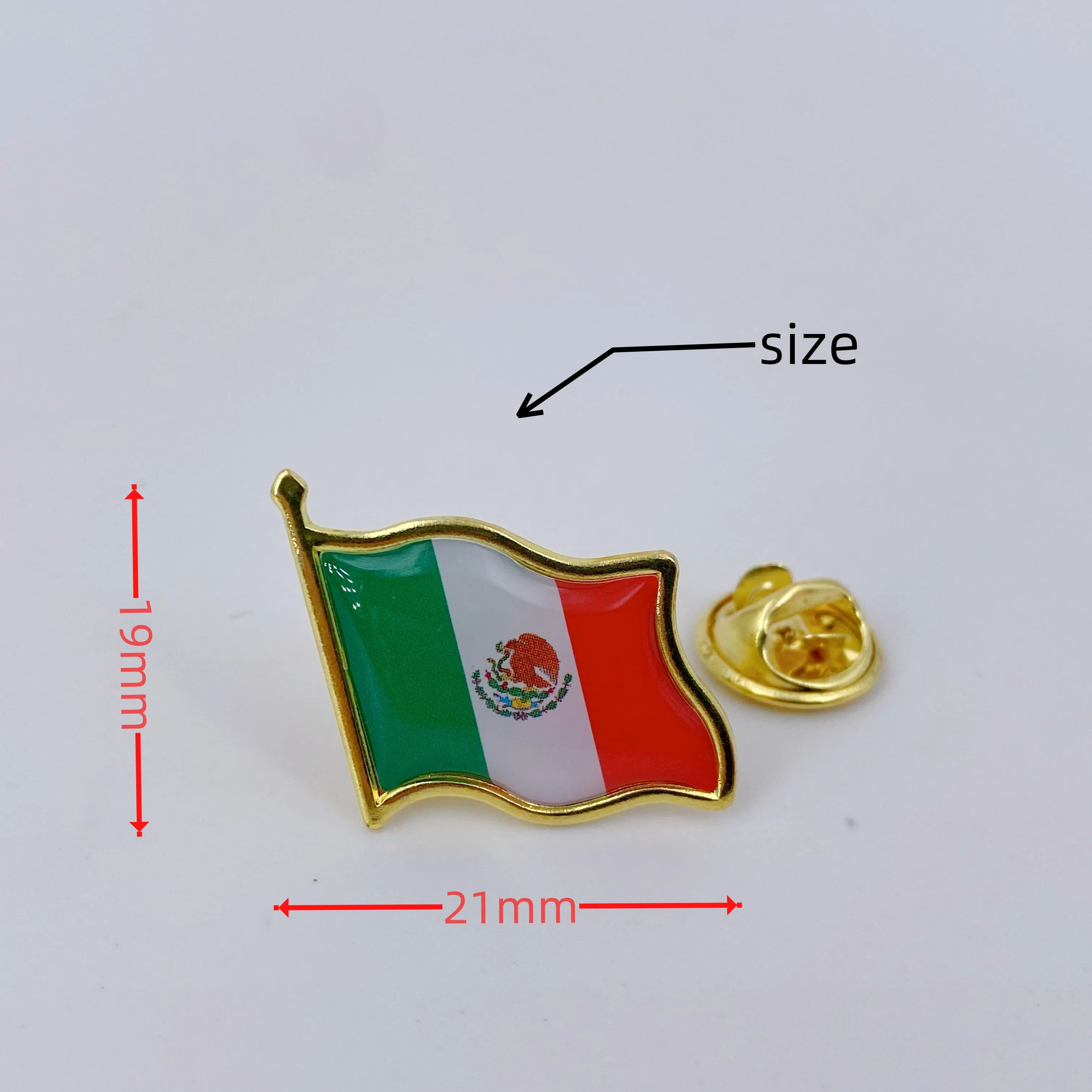 Metal Mexico Flag Pins Waving Mexican MX Flag Pins Souvenir Friendship Patriotic Pin Bulk Souvenir Series