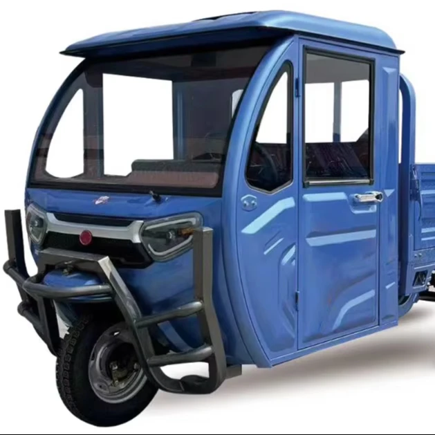 Cargo Electric 3-Wheel Tricycle 60V Motor 1000W Power 400kg Payload Capacity Express Delivery Cabin Closed Van Truck Open Body