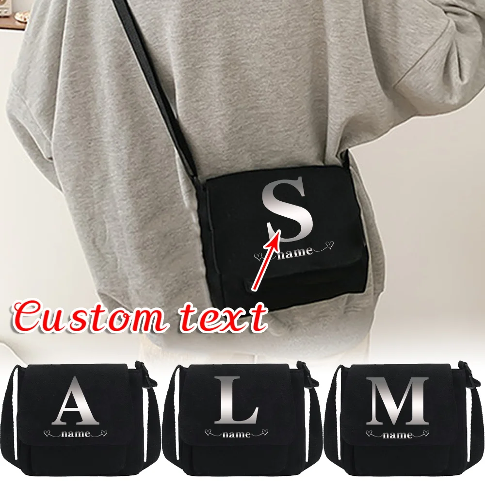 

Personalized Customization Name Canvas Crossbody Bag Youth Fashion Mailman Bag Casual Handbag