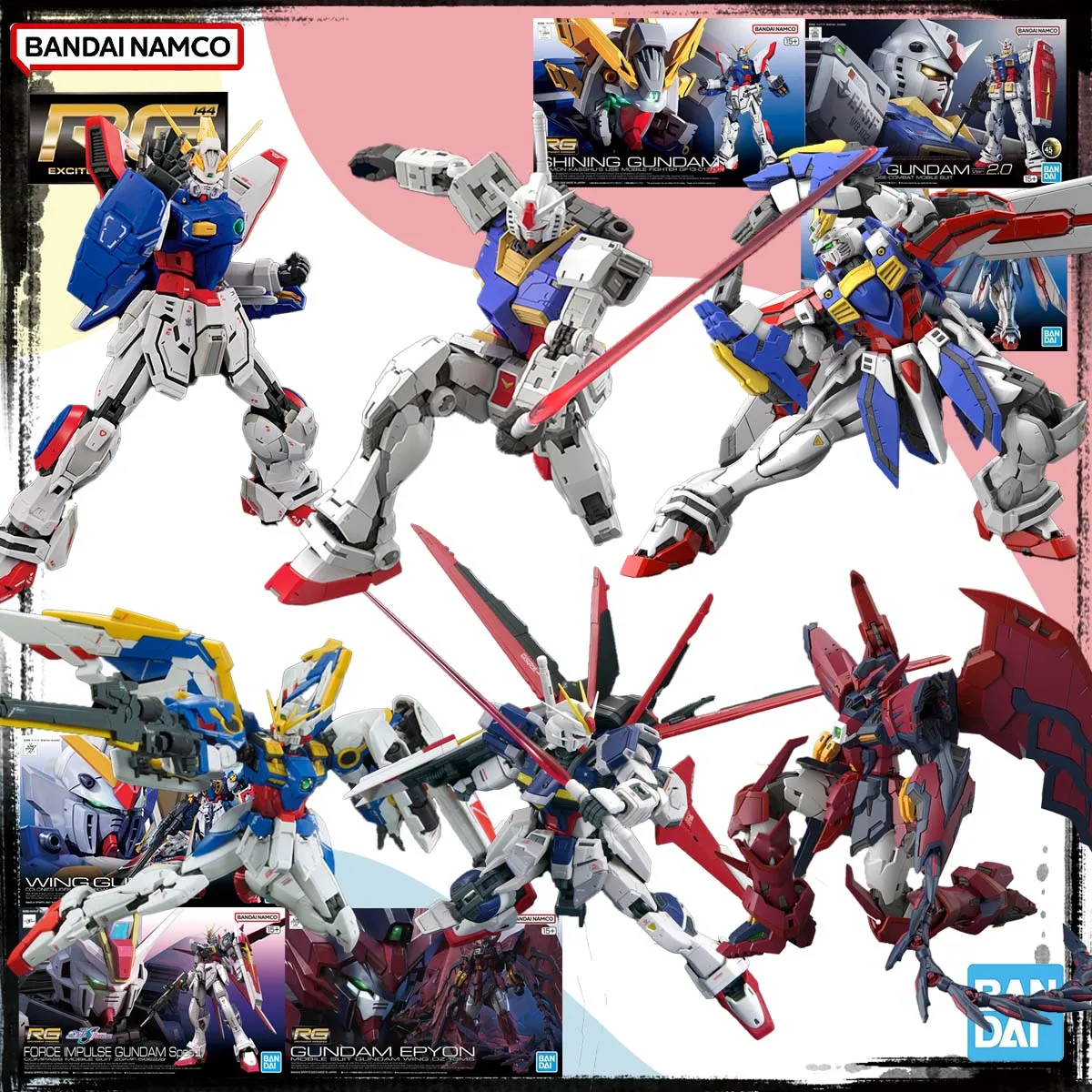 

Bandai Genuine Original RG Gundam Model Kit In Stock Anime Figure SHINING RX-78-2 2.0 FORCE EPYON GOD WING Action Figures Toys