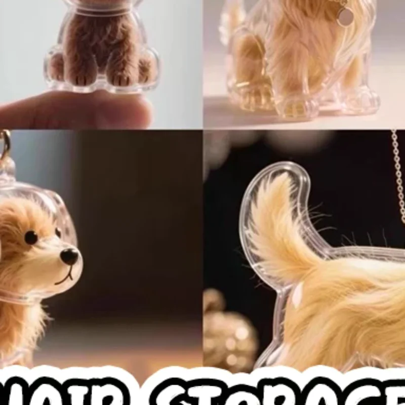 

Clear Puppy Hair Memorial Keepsake Capsule Pet's Dog Fur Container DIY Pendant Keychain Decor Pet Lovers Home Display Gifts