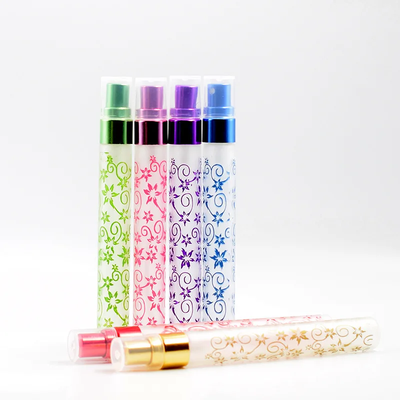 10ml Perfume Atomizer Frosted Printed Glass Perfume Spray Bottles Refillable Portable Mini Perfum Bottle Travel Split Bottle