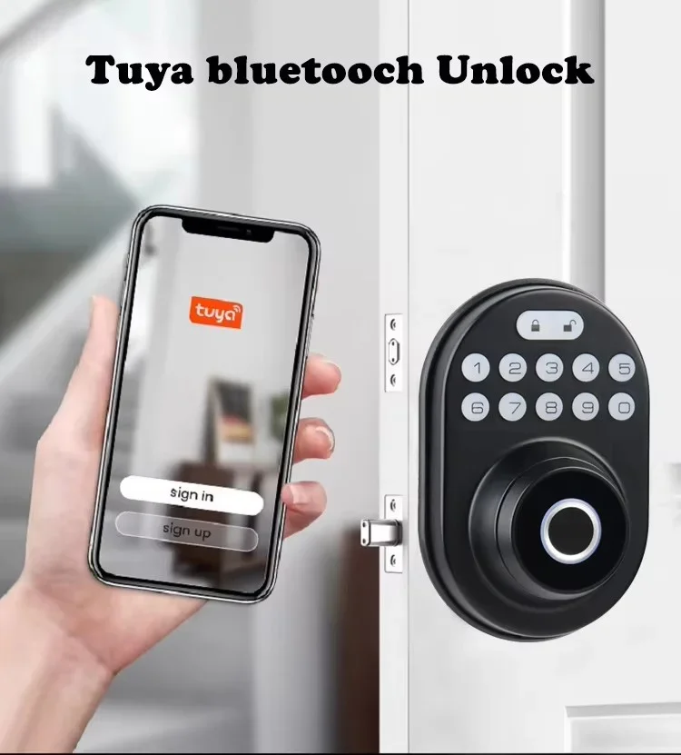 Smartier Electronic Keypad Entry Front Door Anti Peeking Auto Lock Passcode Smart Fingerprint Deadbolt Tuya Door Lock