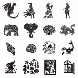 Animals Elephant Dragon Seashell Starfish Cat Window Girl Metal Cutting Dies Decorat Cards Album Photos Scrapbook Stencils Craft