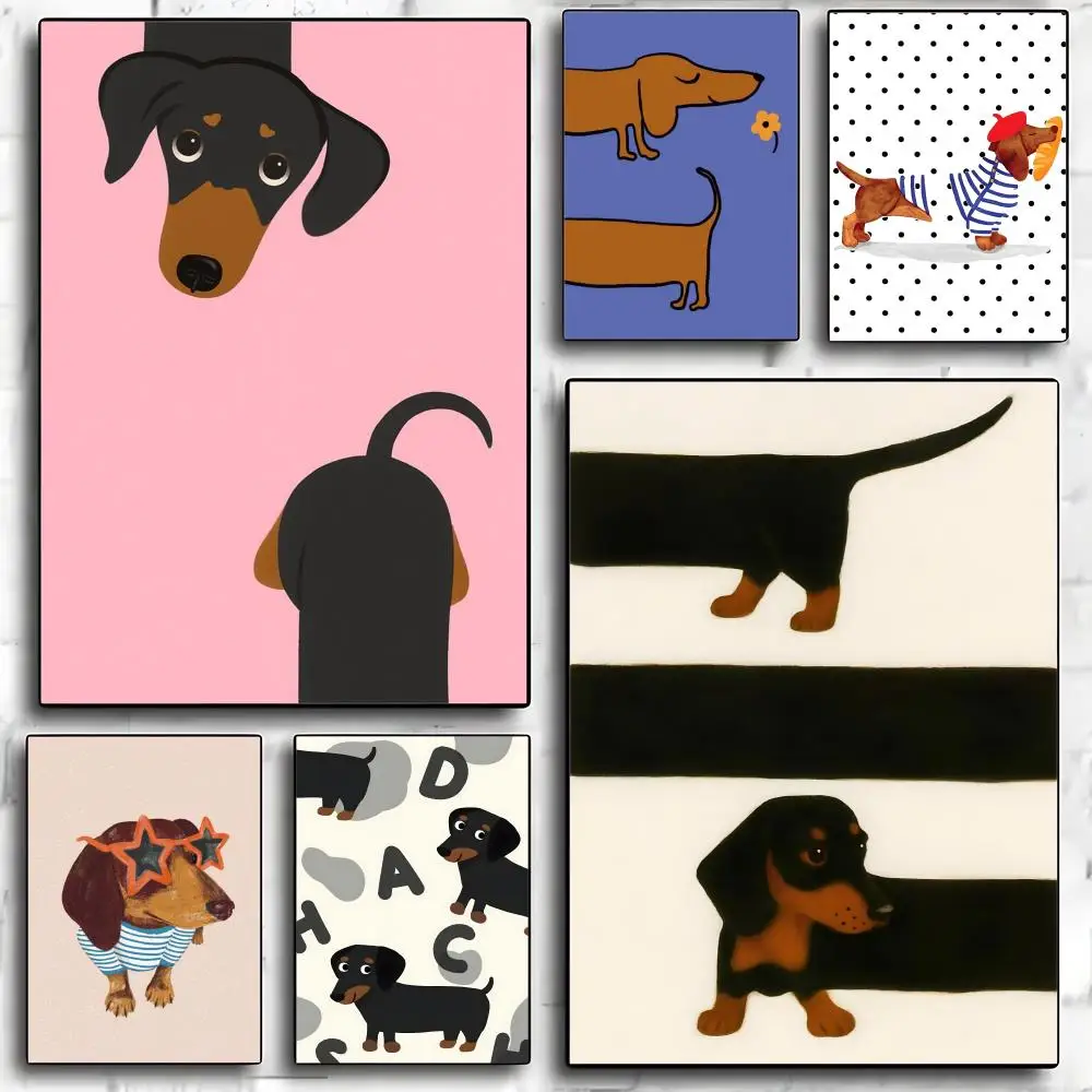 Artistic Dachshund Poster HD Art Mural Waterproof Wall Decor Durable DIY Home Decoration for Living Room Bedroom
