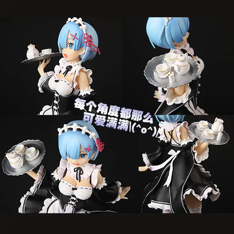 

Zero Rem 22,5 см настольная фигурка-девочный наряд, чехол для ПК, декоративная модель с подносом для дисплея, коллекционная статуя аниме