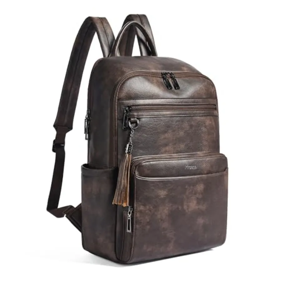 

Laptop Backpack for Women, Leather Backpack with 15.6 inch Laptop Compartment, Large Capacity Computer Backpacks Purse, Carry-o