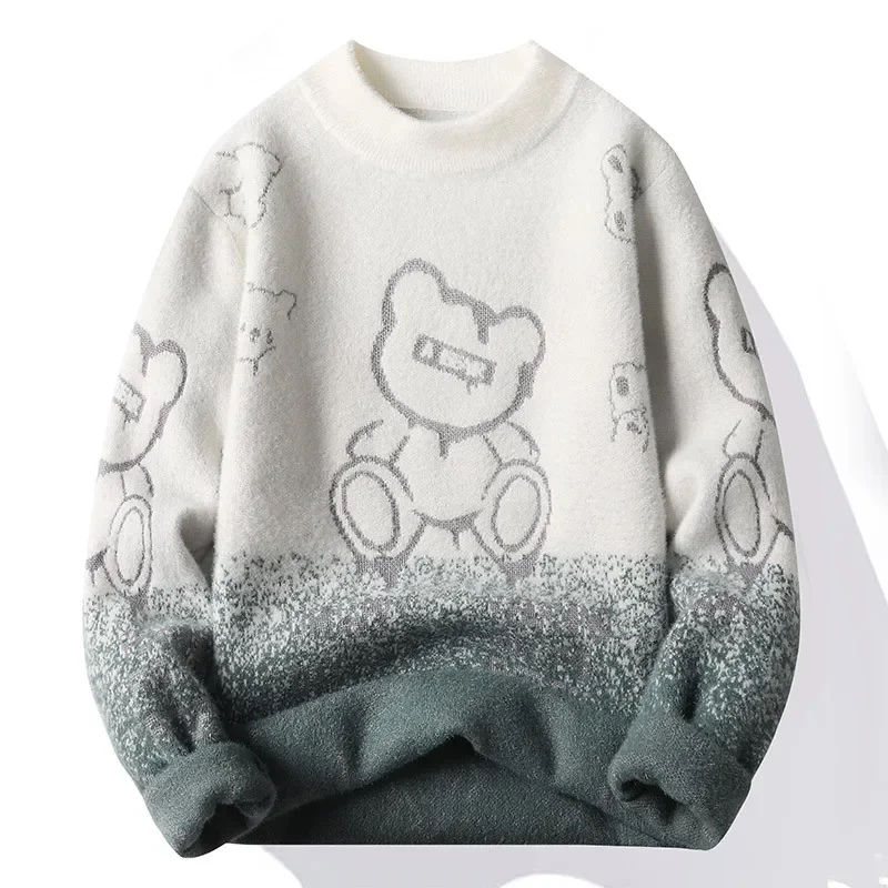 

2023 Men's Mink Knitted Sweater with Plush and Thickened Outer Thread, Trendy Top, Casual