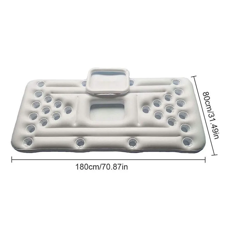 Inflatable 28 Cup Hole Beer Pong Float Floating Pool Game Table with Ice Cooler Water Party Raft for Swimming Pools Beaches