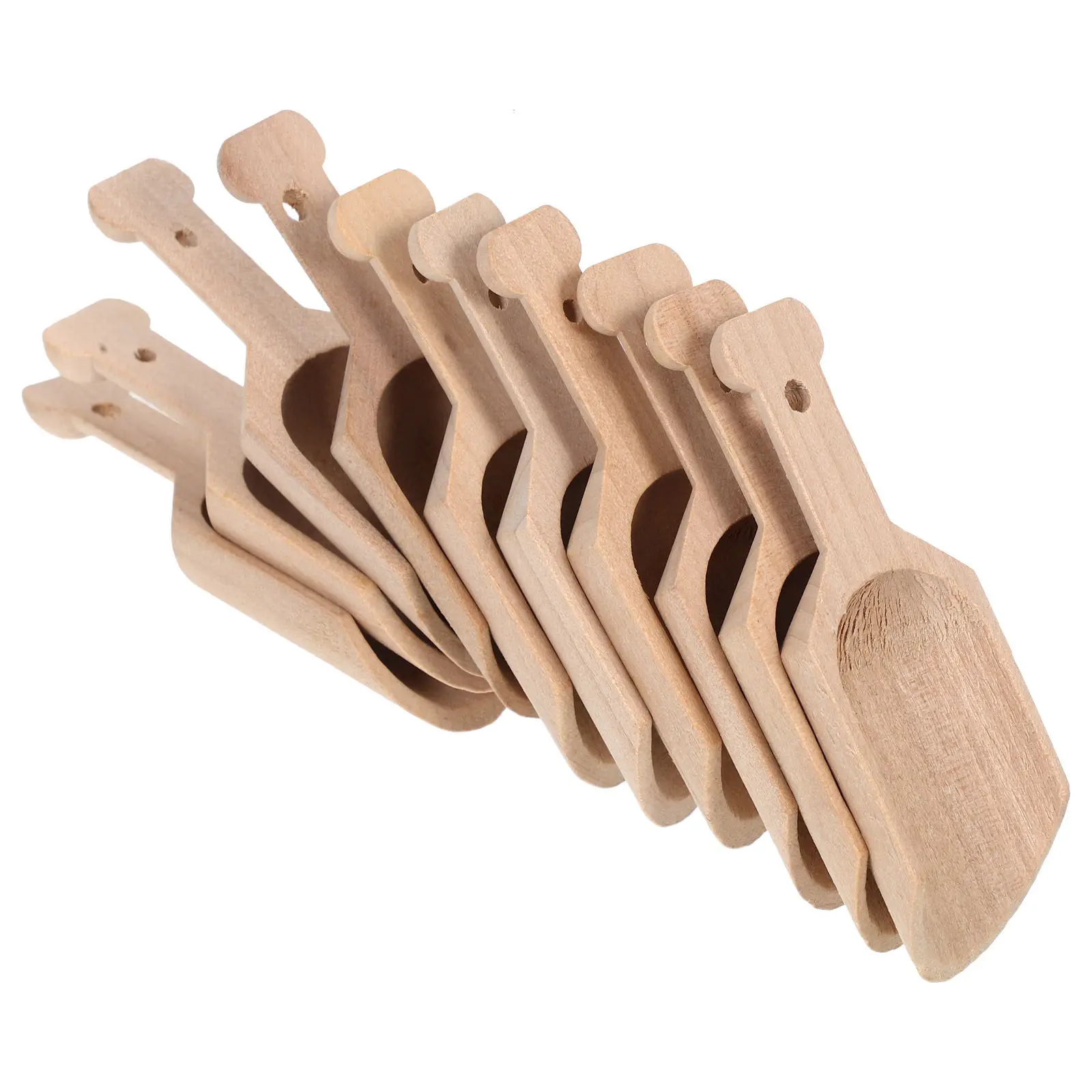 10Pcs Wooden Tea Spoons Japanese Design Small Kitchen Scoops for Hot Tea Parties Coffee Beans Sugar Milk Powder Salt Condiments