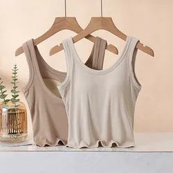 Summer Suspender Vest For Women Chest Pad One Piece Pajamas Tops Underwear Bottom Bra Top Sexy Modal Comfortable T-Shirt