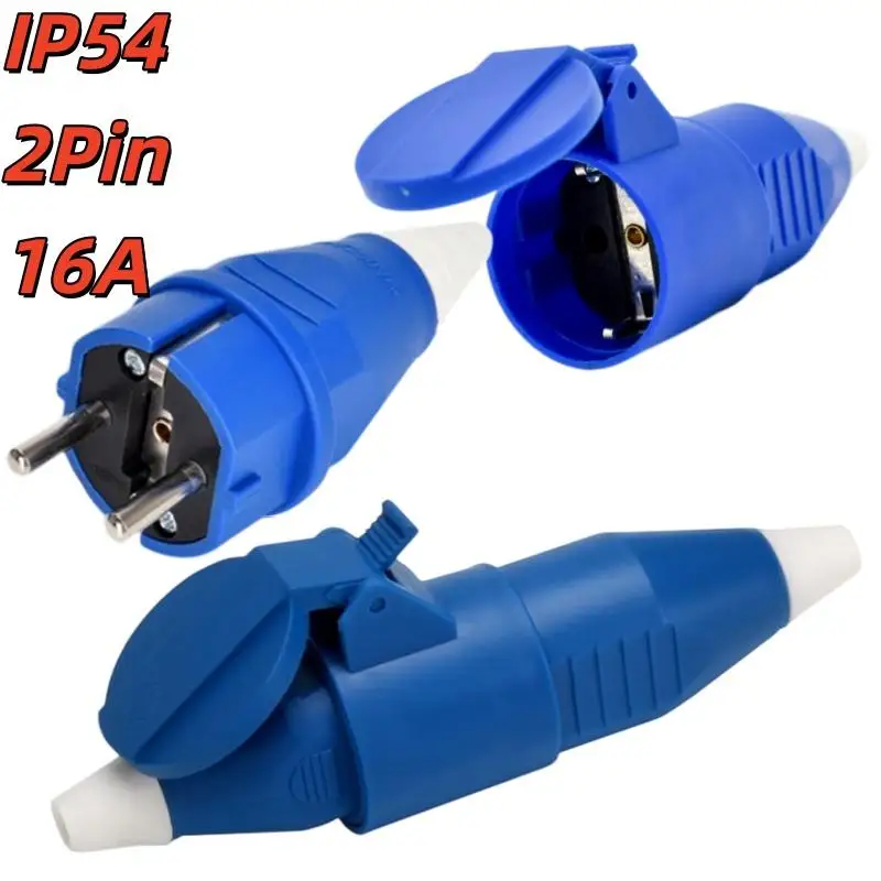 16A 2 Pin Industrial Plug Socket 220-240V Weatherproof Electrical Connector IP44 2P+E 6H Wall Mount For Outdoor Power Use