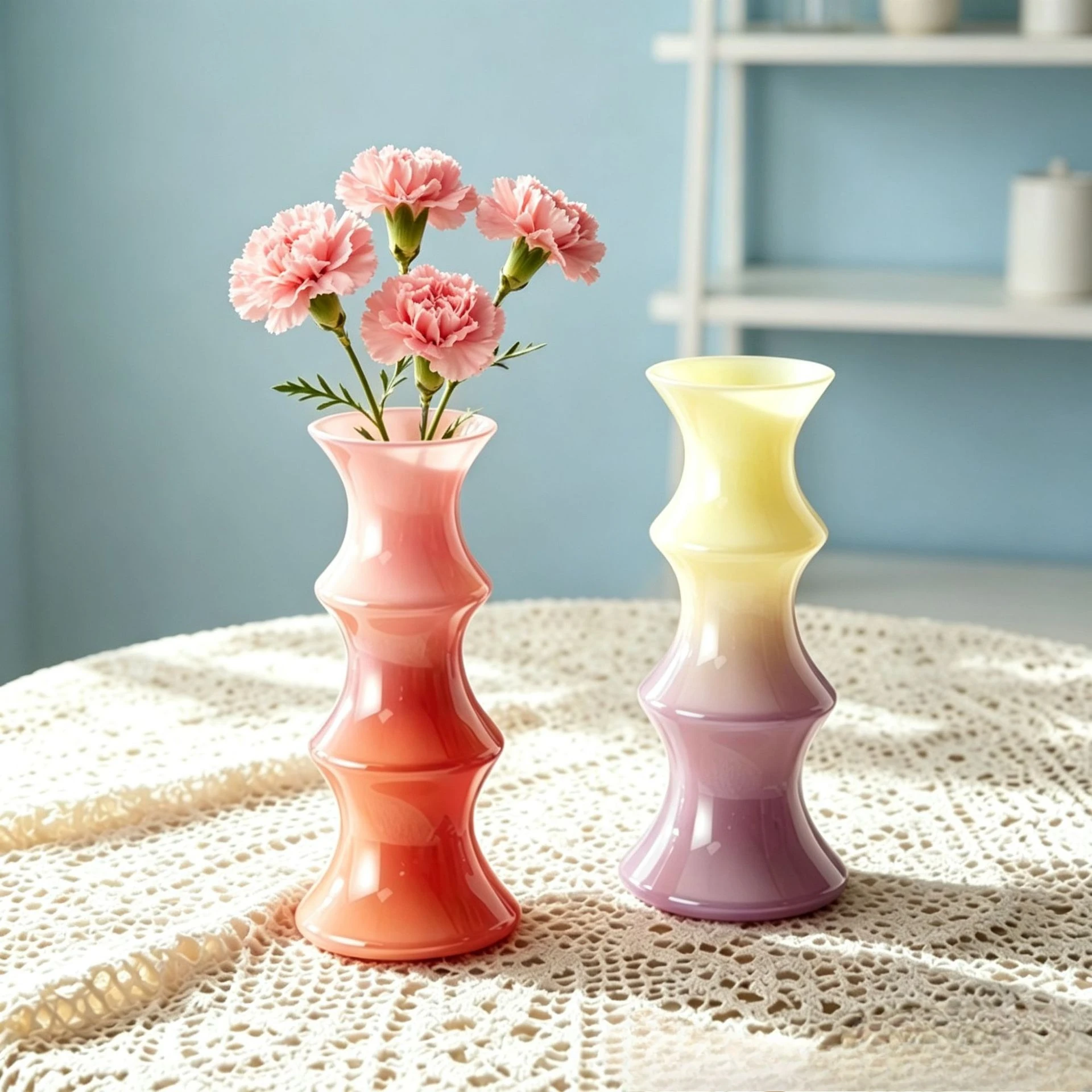 Simple and Creative Two-color Bamboo Glass Vase Ornament, Living Room Dining Table Hydroponic Flower Arrangement