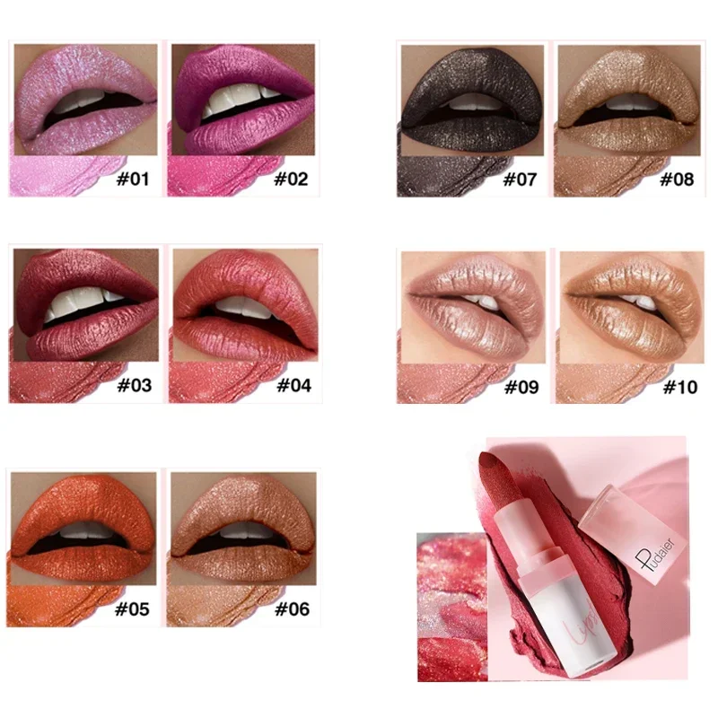 

High Quality Perfect Girl Shiny Metallic Pearlized Lipstick Makeup Pigment Sexy Color Change Warm Change Lipsticks Cosmetic New