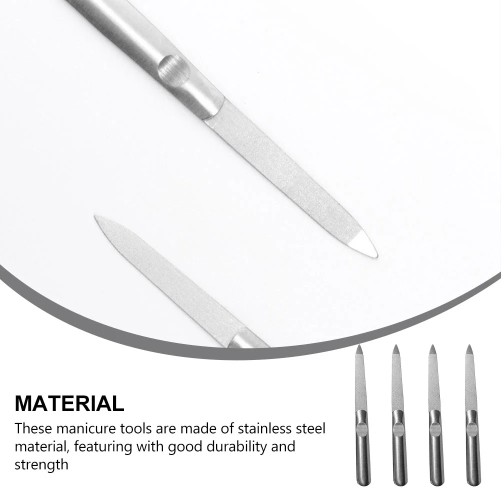 4 PCS Pedicure Knife Rust-resistant Nail File Compact Double Sided Anti-rust Stainless Steel Trimming Tools Silver Large