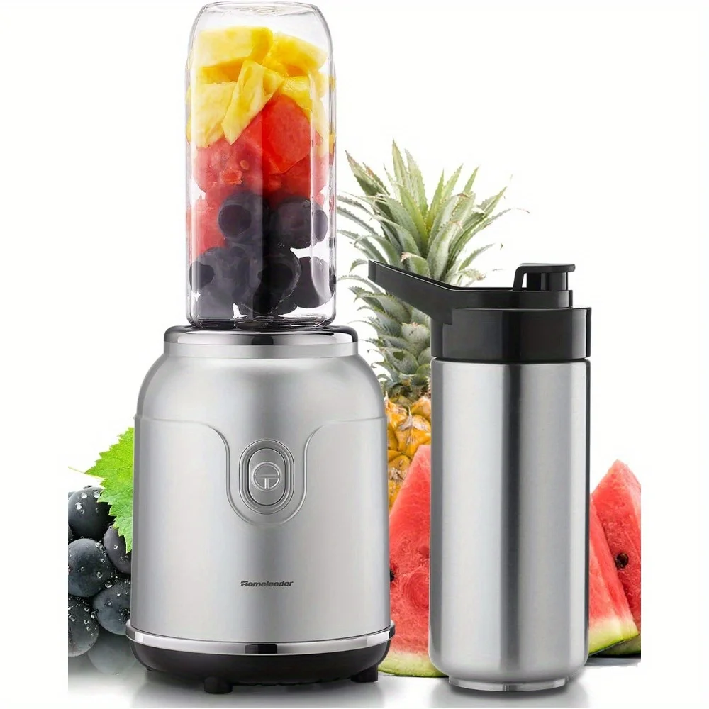 Portable Blender for Shakes and Smoothies with Stainless Steel Cup and 6 Sharp Blades, Retro Smoothie Blender for Kitchen